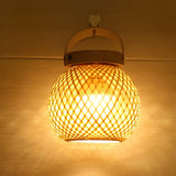 Handcrafted Woven Bamboo Lantern Desk Lamp Portable Rechargeable LED Table Light with Handle