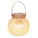 Handcrafted Woven Bamboo Lantern Desk Lamp Portable Rechargeable LED Table Light with Handle