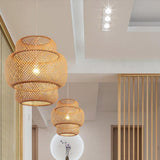 Handmade 3 Tiered Rustic Bamboo Woven Pendant Light Boho Chic Natural Wood Hanging Ceiling Lamp