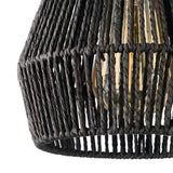 Handmade Black Woven Paper Rope Pendant Light Japanese Style Rustic Hanging Ceiling Lamp for Dining Room Bedroom