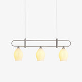 Handmade Bone China Ribbed Pendant Light Modern Linear Ceramic Hanging Lamp for Dining Room