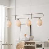 Handmade Bone China Ribbed Pendant Light Modern Linear Ceramic Hanging Lamp for Dining Room