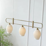 Handmade Bone China Ribbed Pendant Light Modern Linear Ceramic Hanging Lamp for Dining Room