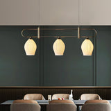 Handmade Bone China Ribbed Pendant Light Modern Linear Ceramic Hanging Lamp for Dining Room
