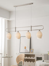 Handmade Bone China Ribbed Pendant Light Modern Linear Ceramic Hanging Lamp for Dining Room