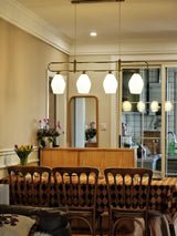 Handmade Bone China Ribbed Pendant Light Modern Linear Ceramic Hanging Lamp for Dining Room