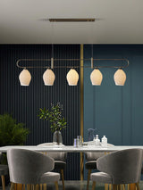 Handmade Bone China Ribbed Pendant Light Modern Linear Ceramic Hanging Lamp for Dining Room