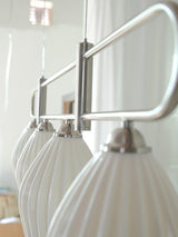 Handmade Bone China Ribbed Pendant Light Modern Linear Ceramic Hanging Lamp for Dining Room