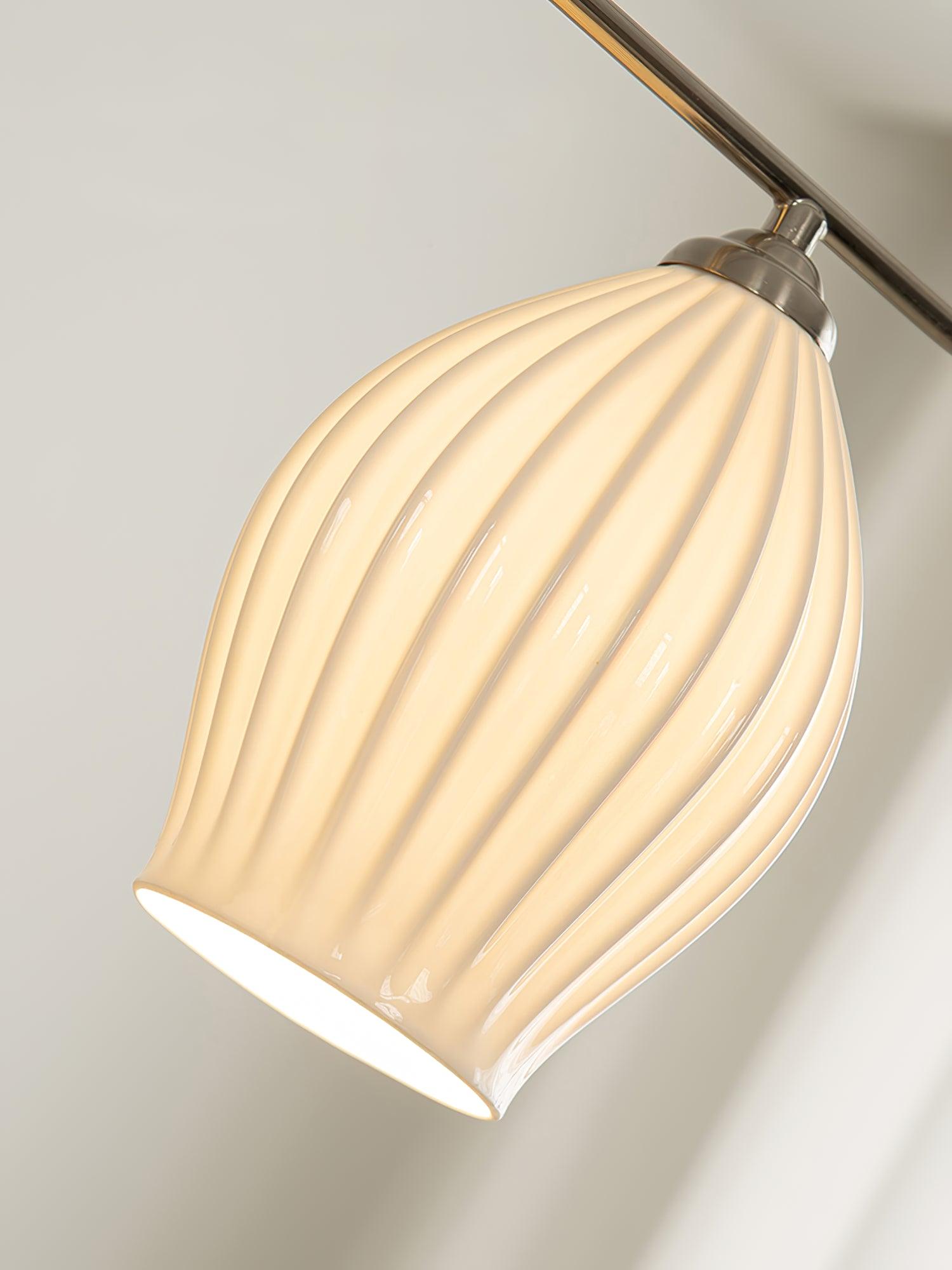 Handmade Bone China Ribbed Pendant Light Modern Linear Ceramic Hanging Lamp for Dining Room