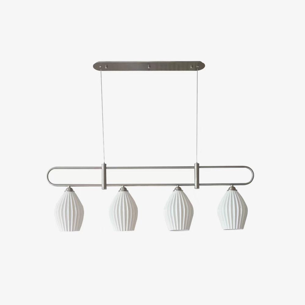 Handmade Bone China Ribbed Pendant Light Modern Linear Ceramic Hanging Lamp for Dining Room
