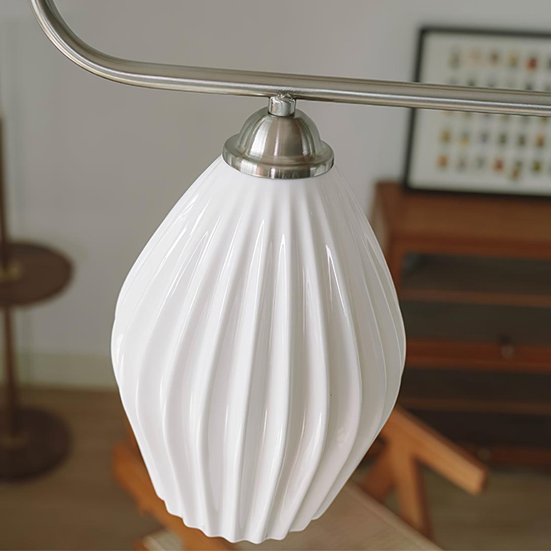 Handmade Bone China Ribbed Pendant Light Modern Linear Ceramic Hanging Lamp for Dining Room