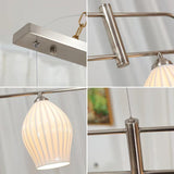 Handmade Bone China Ribbed Pendant Light Modern Linear Ceramic Hanging Lamp for Dining Room