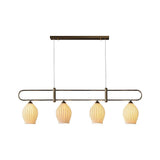 Handmade Bone China Ribbed Pendant Light Modern Linear Ceramic Hanging Lamp for Dining Room