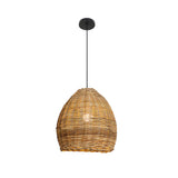 Handmade Leather and Rattan Lampshade Japanese Wabi Sabi Chandelier LED Pendant Light for Home
