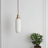 Handmade Porcelain Shell Pendant Light with Brass Fittings Ribbed Ceramic Hanging Lamp