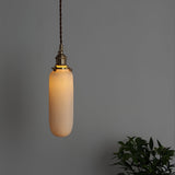 Handmade Porcelain Shell Pendant Light with Brass Fittings Ribbed Ceramic Hanging Lamp