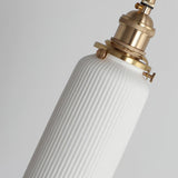 Handmade Porcelain Shell Pendant Light with Brass Fittings Ribbed Ceramic Hanging Lamp