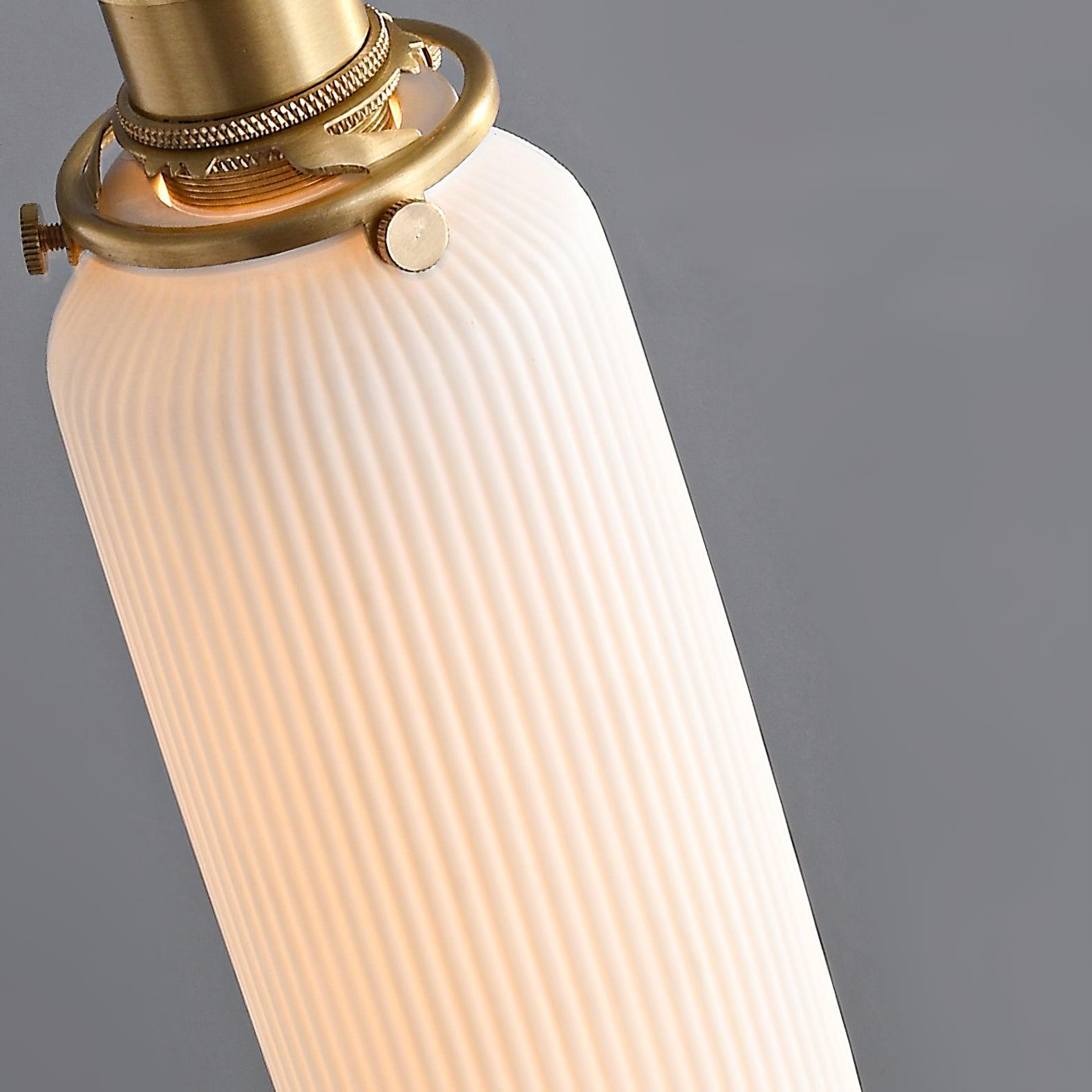 Handmade Porcelain Shell Pendant Light with Brass Fittings Ribbed Ceramic Hanging Lamp