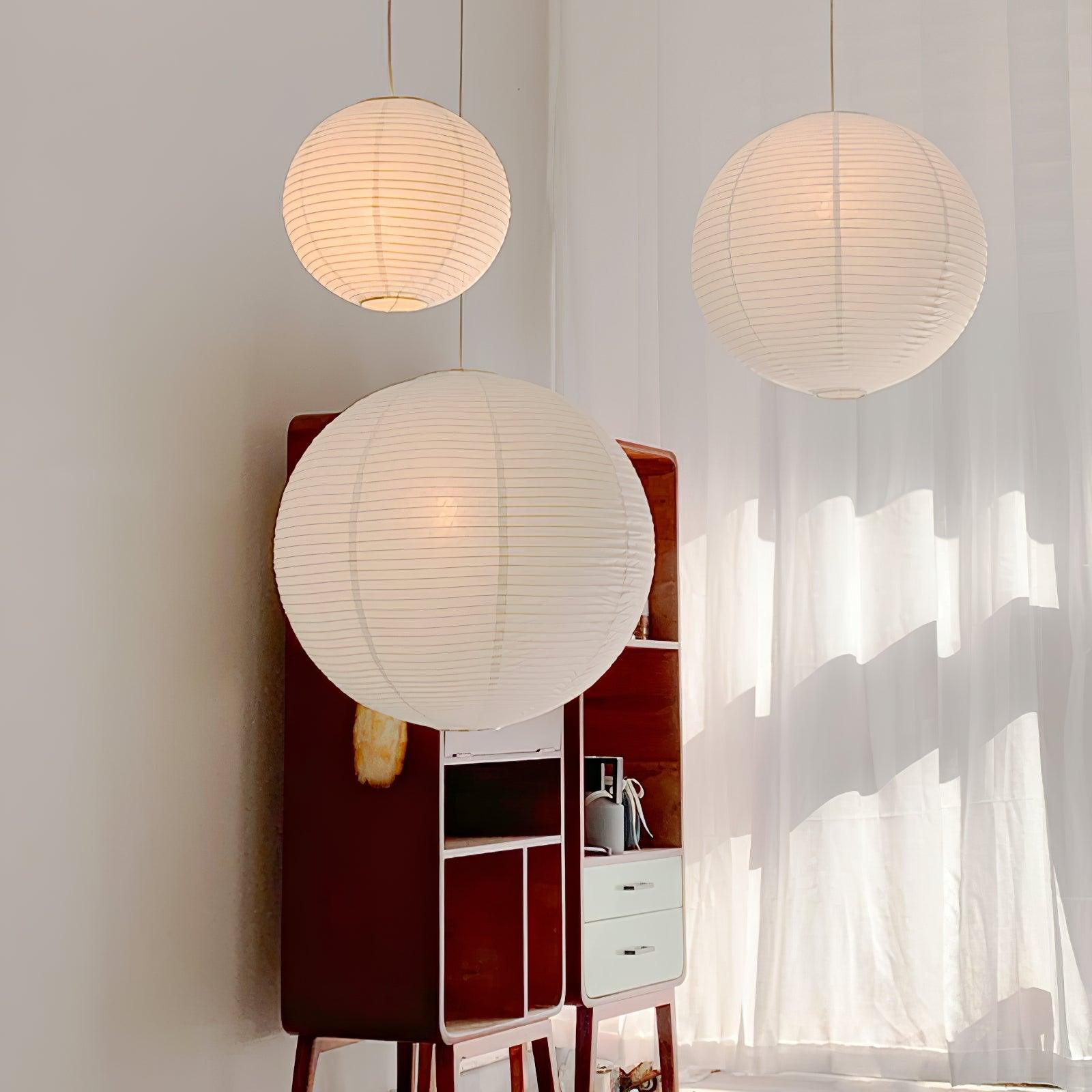 Handmade Washi Paper Pendant Light Japanese Style Mulberry Paper Hanging Lamp for Home Decor