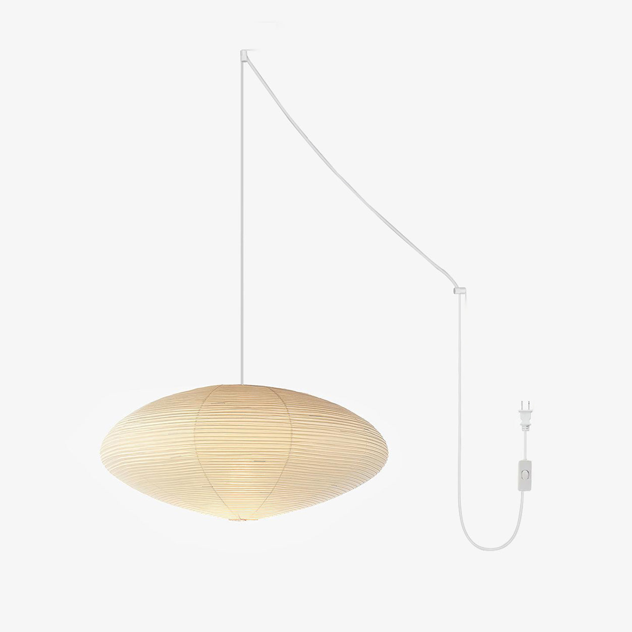 Handmade Washi Rice Paper Swag Light 15A Plug In Pendant for Minimalist Home Decor