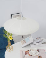 Handmade Washi Rice Paper Swag Light 15A Plug In Pendant for Minimalist Home Decor