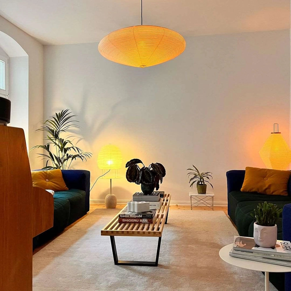 Handmade Washi Rice Paper Swag Light 15A Plug In Pendant for Minimalist Home Decor