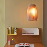 Handmade Wood Veneer Lantern Pendant Light Nordic Japanese Style LED Ceiling Lamp for Home Decor