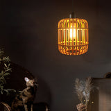 Handmade Woven Rattan Lantern Pendant Light Japanese Style Rustic Minimalist Hanging Ceiling Lamp