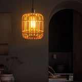 Handmade Woven Rattan Lantern Pendant Light Japanese Style Rustic Minimalist Hanging Ceiling Lamp