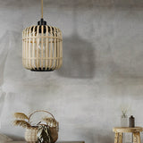 Handmade Woven Rattan Lantern Pendant Light Japanese Style Rustic Minimalist Hanging Ceiling Lamp