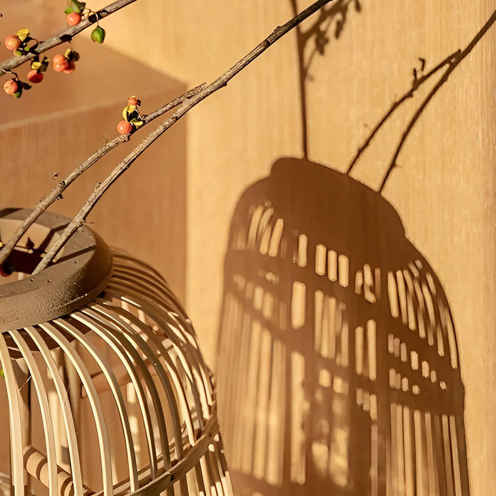 Handmade Woven Rattan Lantern Pendant Light Japanese Style Rustic Minimalist Hanging Ceiling Lamp