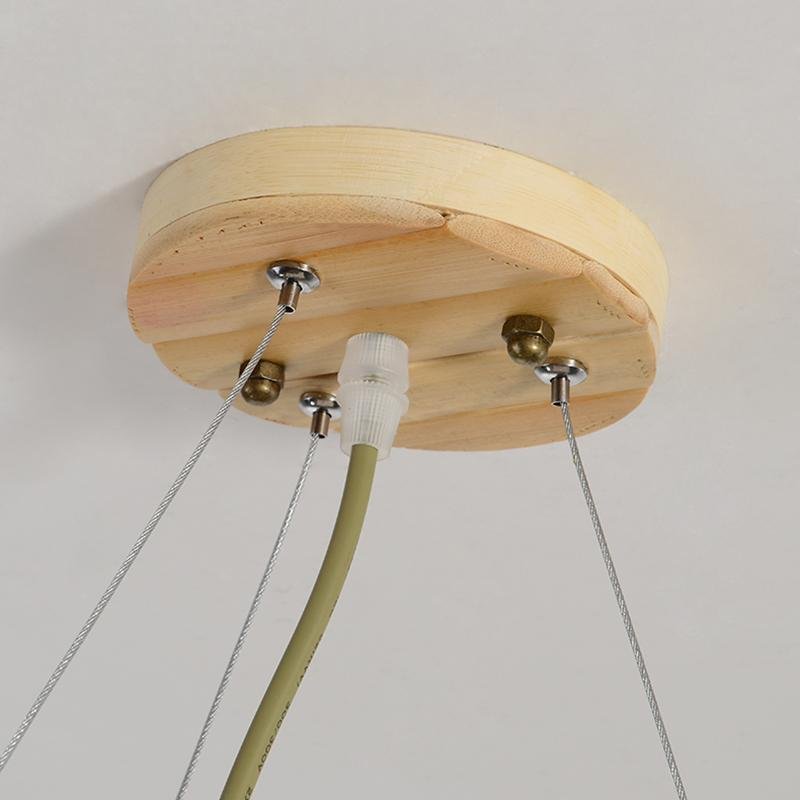 Handwoven Bamboo Cylindrical Cage Pendant Light Decorative Hanging Lamp for Dining Room Kitchen