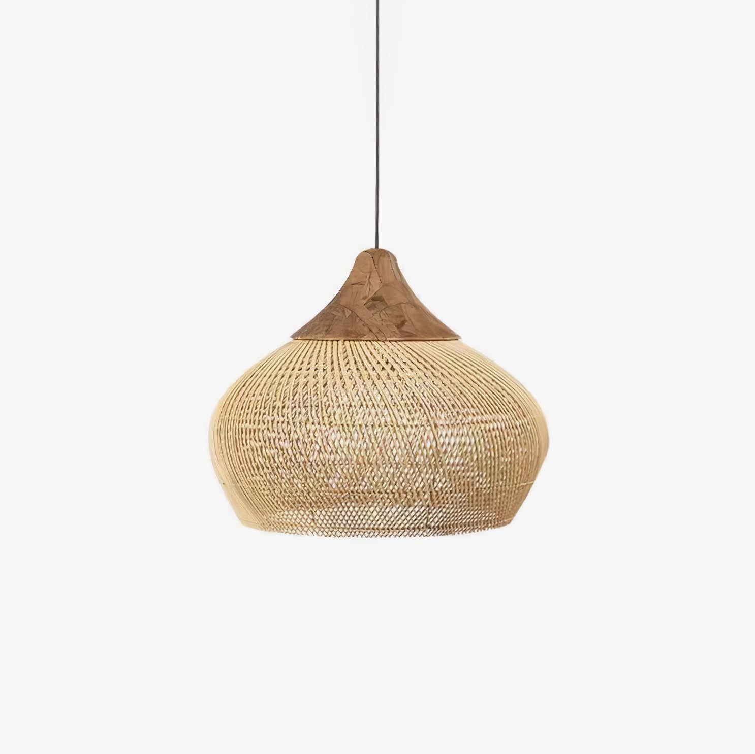 Handwoven Javanese Braided Rattan Pendant Light Coastal Style Wicker Hanging Lamp
