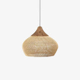 Handwoven Javanese Braided Rattan Pendant Light Coastal Style Wicker Hanging Lamp