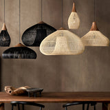 Handwoven Javanese Braided Rattan Pendant Light Coastal Style Wicker Hanging Lamp