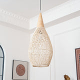 Handwoven Javanese Braided Rattan Pendant Light Coastal Style Wicker Hanging Lamp