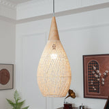 Handwoven Javanese Braided Rattan Pendant Light Coastal Style Wicker Hanging Lamp