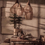 Handwoven Javanese Braided Rattan Pendant Light Coastal Style Wicker Hanging Lamp