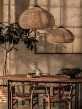 Handwoven Javanese Braided Rattan Pendant Light Coastal Style Wicker Hanging Lamp