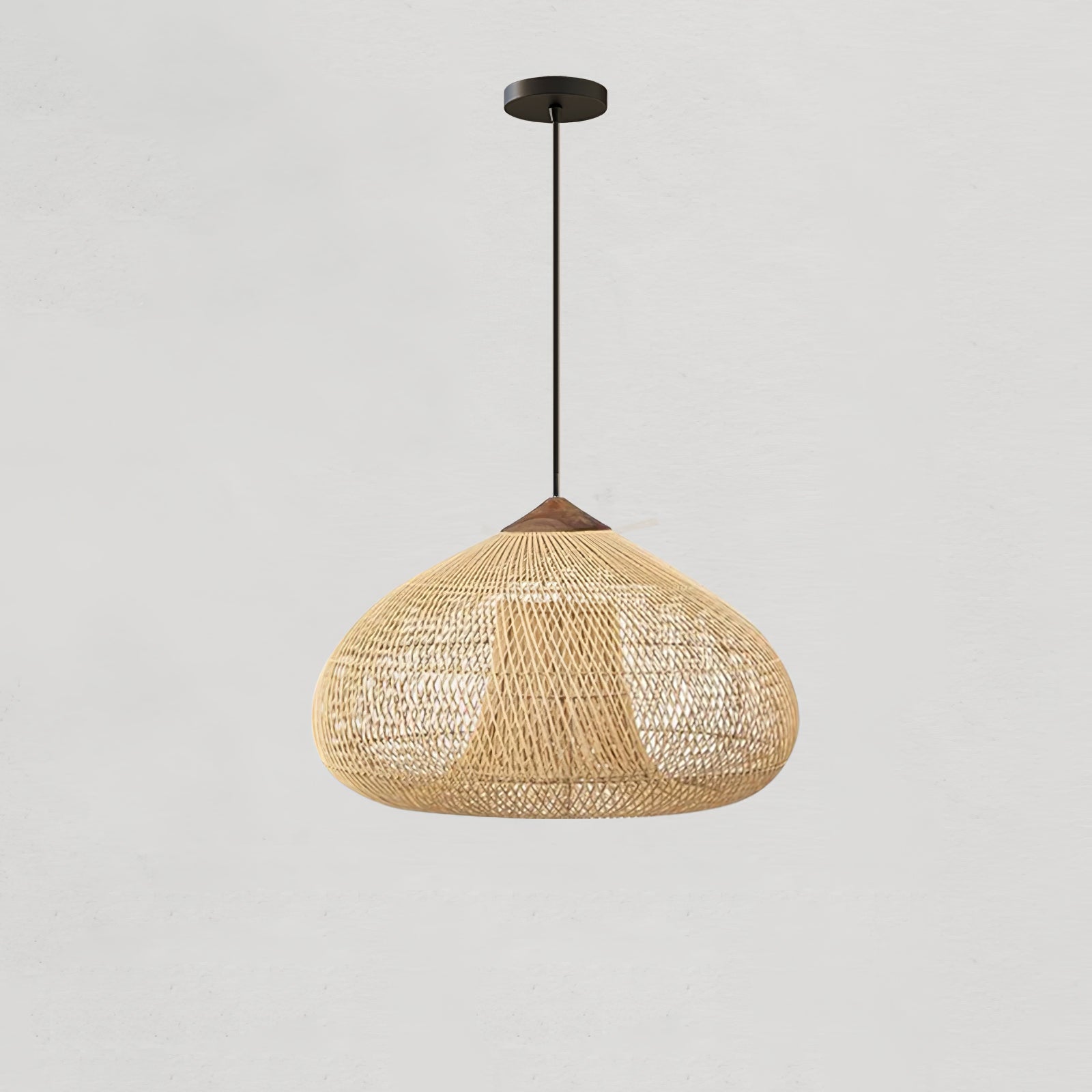 Handwoven Javanese Braided Rattan Pendant Light Coastal Style Wicker Hanging Lamp