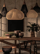 Handwoven Javanese Braided Rattan Pendant Light Coastal Style Wicker Hanging Lamp