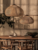 Handwoven Javanese Braided Rattan Pendant Light Coastal Style Wicker Hanging Lamp