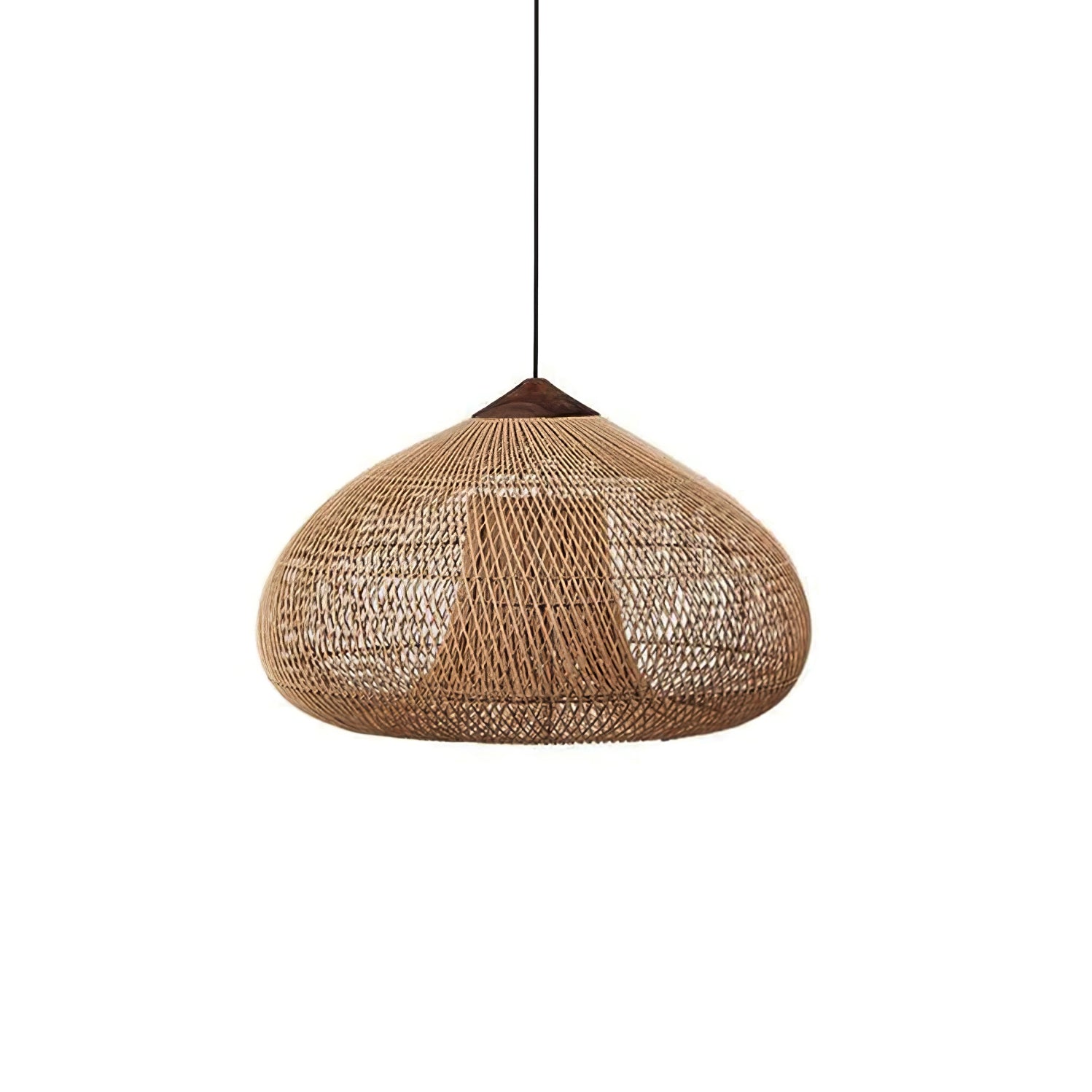 Handwoven Javanese Braided Rattan Pendant Light Coastal Style Wicker Hanging Lamp