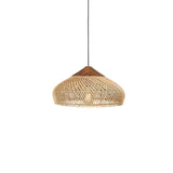 Handwoven Javanese Braided Rattan Pendant Light Coastal Style Wicker Hanging Lamp
