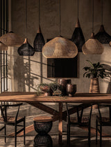 Handwoven Javanese Braided Rattan Pendant Light Coastal Style Wicker Hanging Lamp