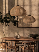 Handwoven Javanese Braided Rattan Pendant Light Coastal Style Wicker Hanging Lamp