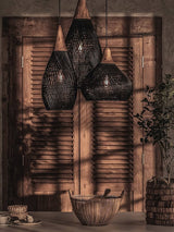 Handwoven Javanese Braided Rattan Pendant Light Coastal Style Wicker Hanging Lamp