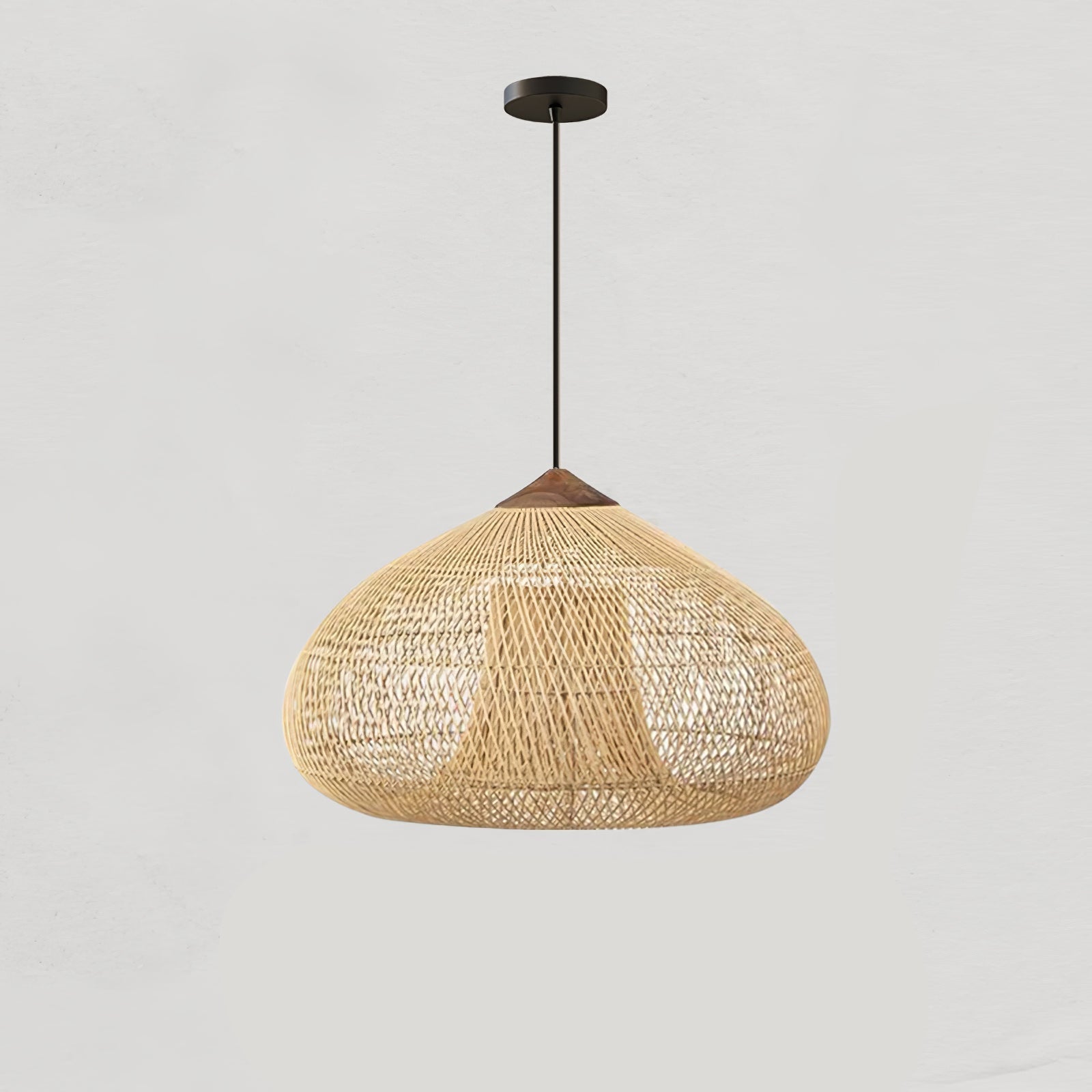 Handwoven Javanese Braided Rattan Pendant Light Coastal Style Wicker Hanging Lamp