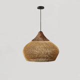 Handwoven Javanese Braided Rattan Pendant Light Coastal Style Wicker Hanging Lamp