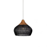 Handwoven Javanese Braided Rattan Pendant Light Coastal Style Wicker Hanging Lamp